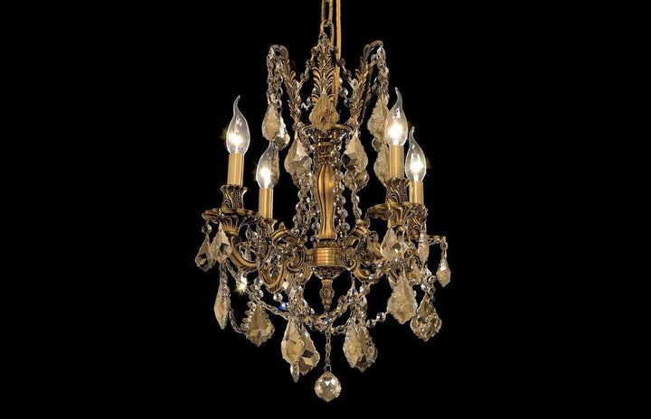 Steel with Clear Crystal Drop and Strand Pendant - LV LIGHTING