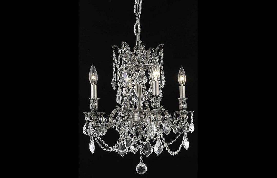 Steel with Clear Crystal Drop and Strand Pendant - LV LIGHTING