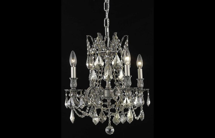 Steel with Clear Crystal Drop and Strand Pendant - LV LIGHTING