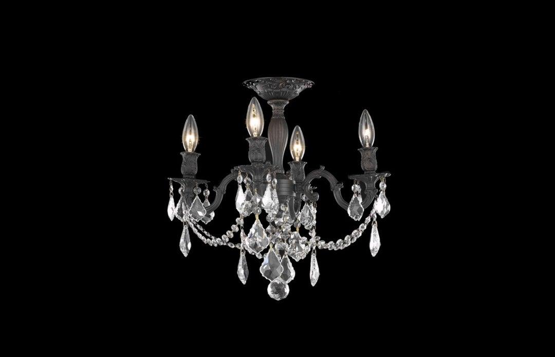 Steel with Clear Crystal and Strand Flush Mount - LV LIGHTING