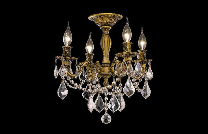 Steel with Clear Crystal and Strand Flush Mount - LV LIGHTING