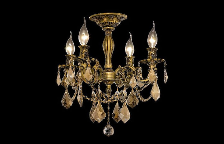 Steel with Clear Crystal and Strand Flush Mount - LV LIGHTING