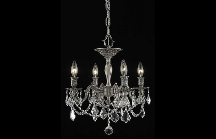 Steel with Clear Crystal Drop and Strand Pendant - LV LIGHTING