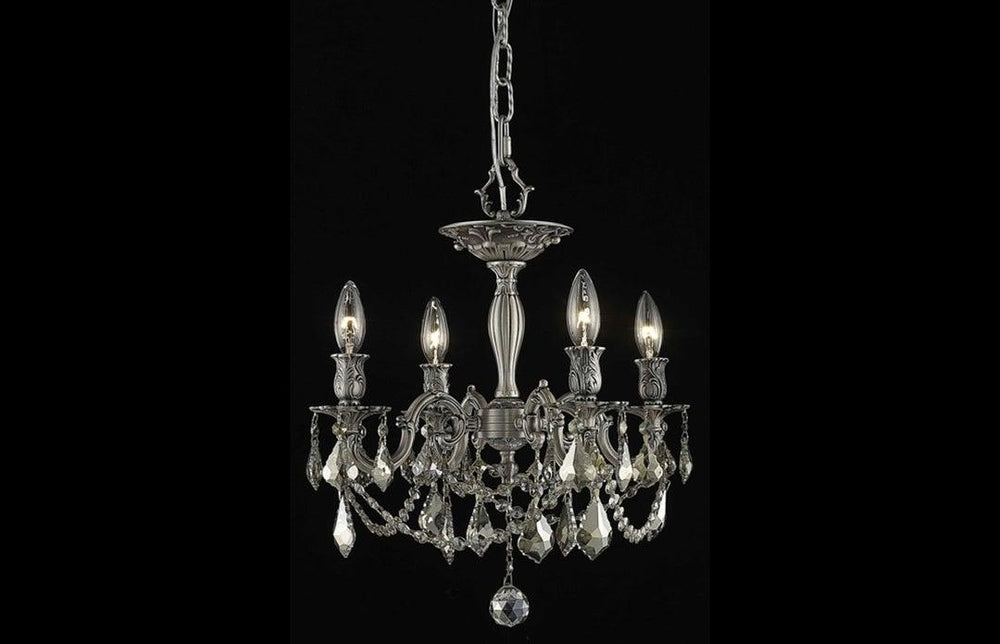 Steel with Clear Crystal Drop and Strand Pendant - LV LIGHTING