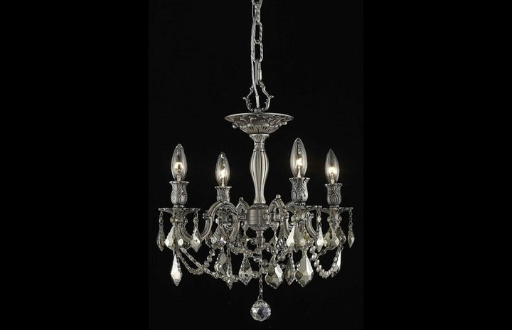 Steel with Clear Crystal Drop and Strand Pendant - LV LIGHTING