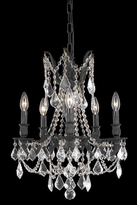 Steel with Clear Crystal Drop and Strand Pendant - LV LIGHTING