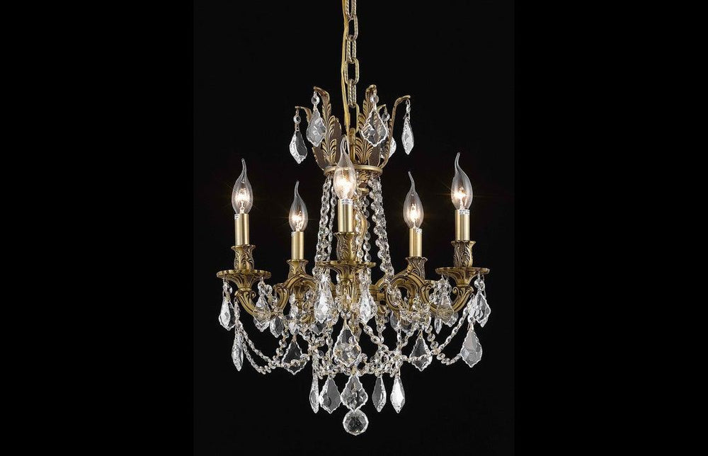 Steel with Clear Crystal Drop and Strand Pendant - LV LIGHTING