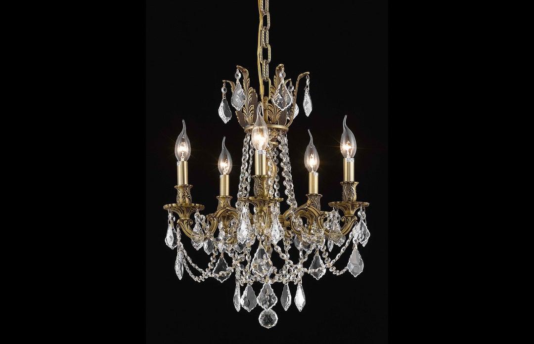 Steel with Clear Crystal Drop and Strand Pendant - LV LIGHTING