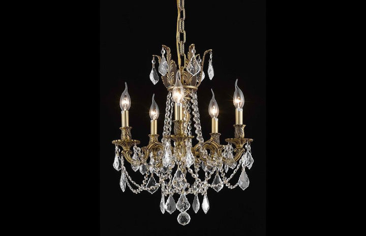 Steel with Clear Crystal Drop and Strand Pendant - LV LIGHTING