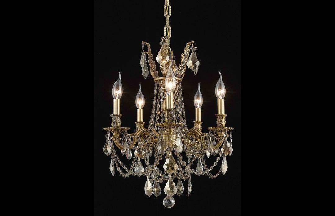 Steel with Clear Crystal Drop and Strand Pendant - LV LIGHTING