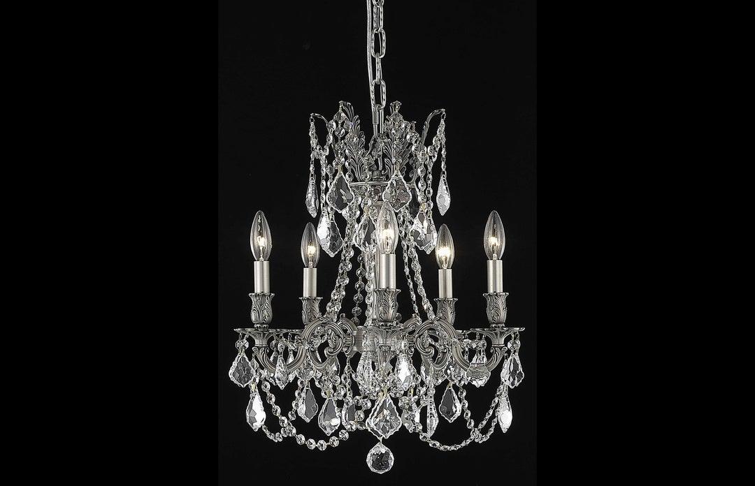 Steel with Clear Crystal Drop and Strand Pendant - LV LIGHTING