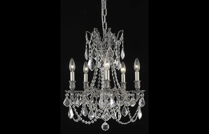 Steel with Clear Crystal Drop and Strand Pendant - LV LIGHTING