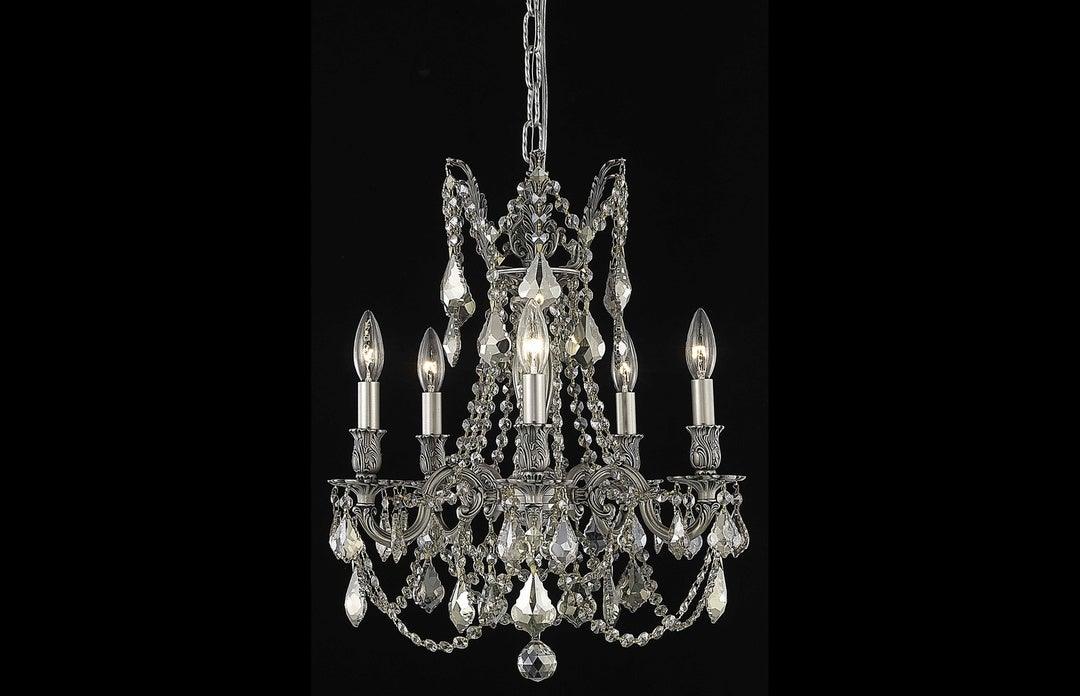 Steel with Clear Crystal Drop and Strand Pendant - LV LIGHTING