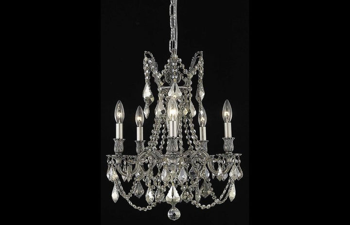 Steel with Clear Crystal Drop and Strand Pendant - LV LIGHTING