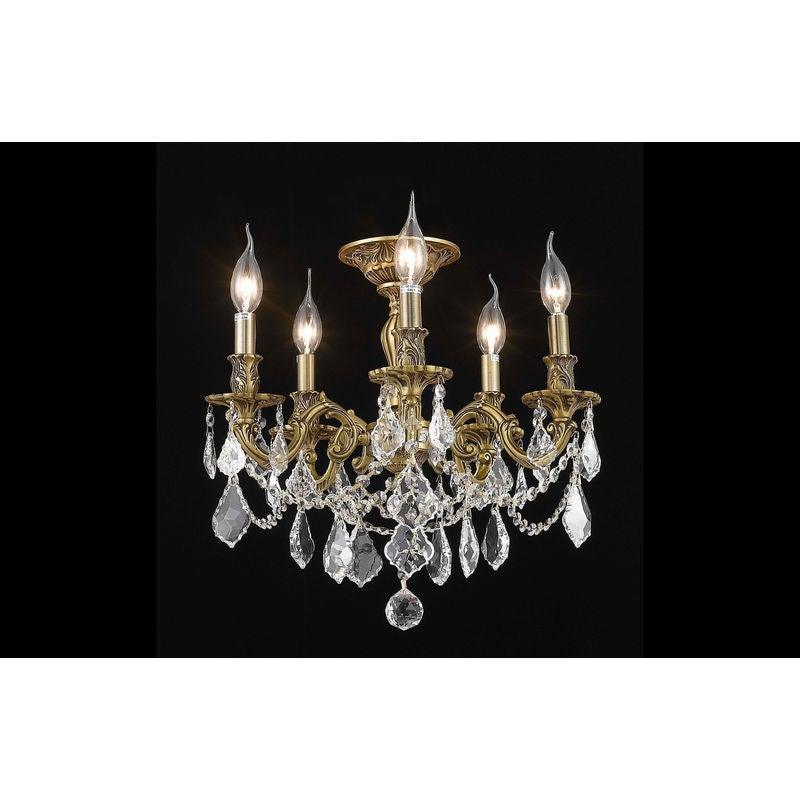 Steel with Clear Crystal Drop and Strand Flush Mount - LV LIGHTING