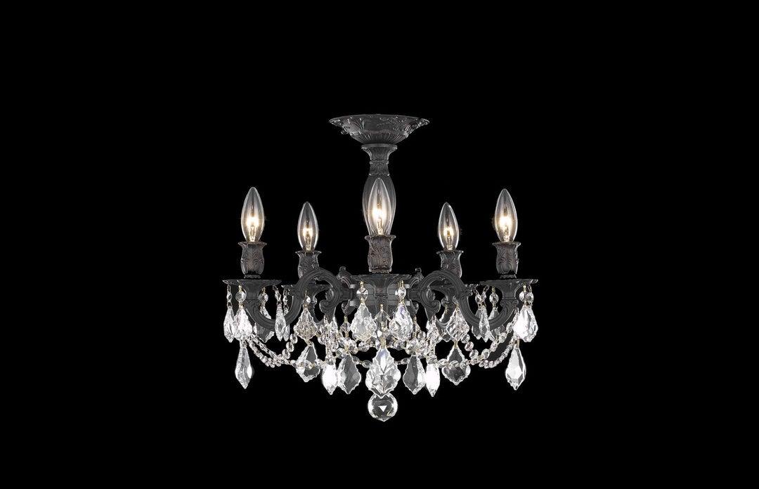 Steel with Clear Crystal Drop and Strand Flush Mount - LV LIGHTING