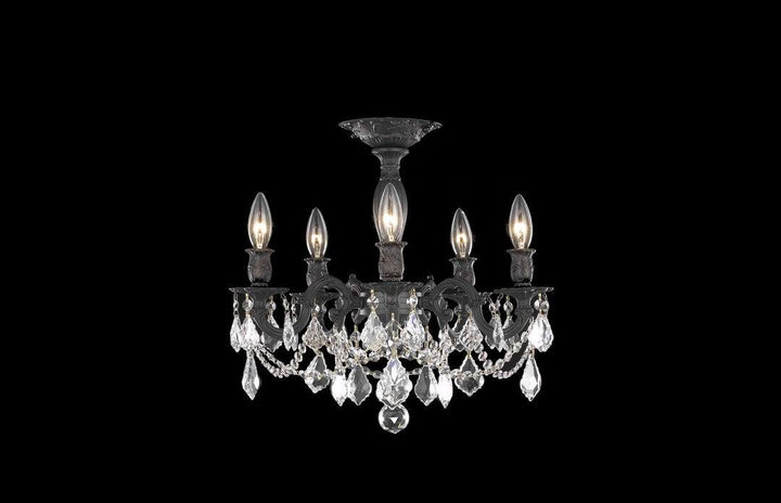 Steel with Clear Crystal Drop and Strand Flush Mount - LV LIGHTING