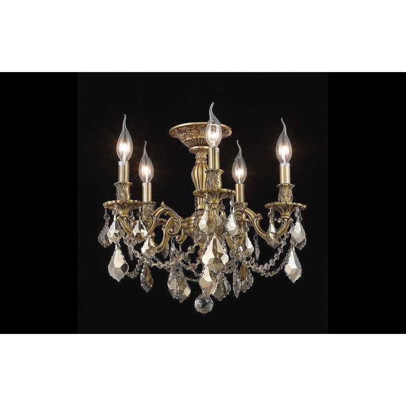 Steel with Clear Crystal Drop and Strand Flush Mount - LV LIGHTING