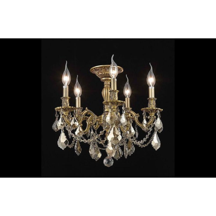 Steel with Clear Crystal Drop and Strand Flush Mount - LV LIGHTING
