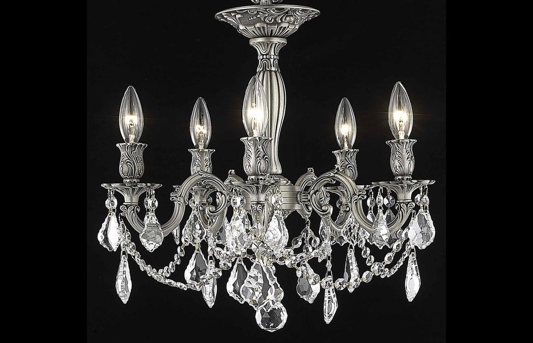 Steel with Clear Crystal Drop and Strand Flush Mount - LV LIGHTING