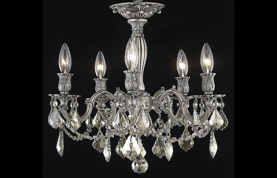Steel with Clear Crystal Drop and Strand Flush Mount - LV LIGHTING