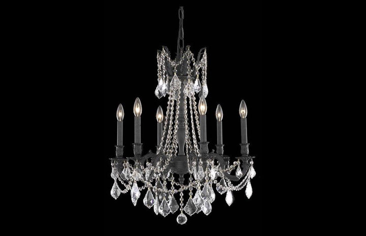 Steel with Clear Crystal Drop and Strand Chandelier - LV LIGHTING