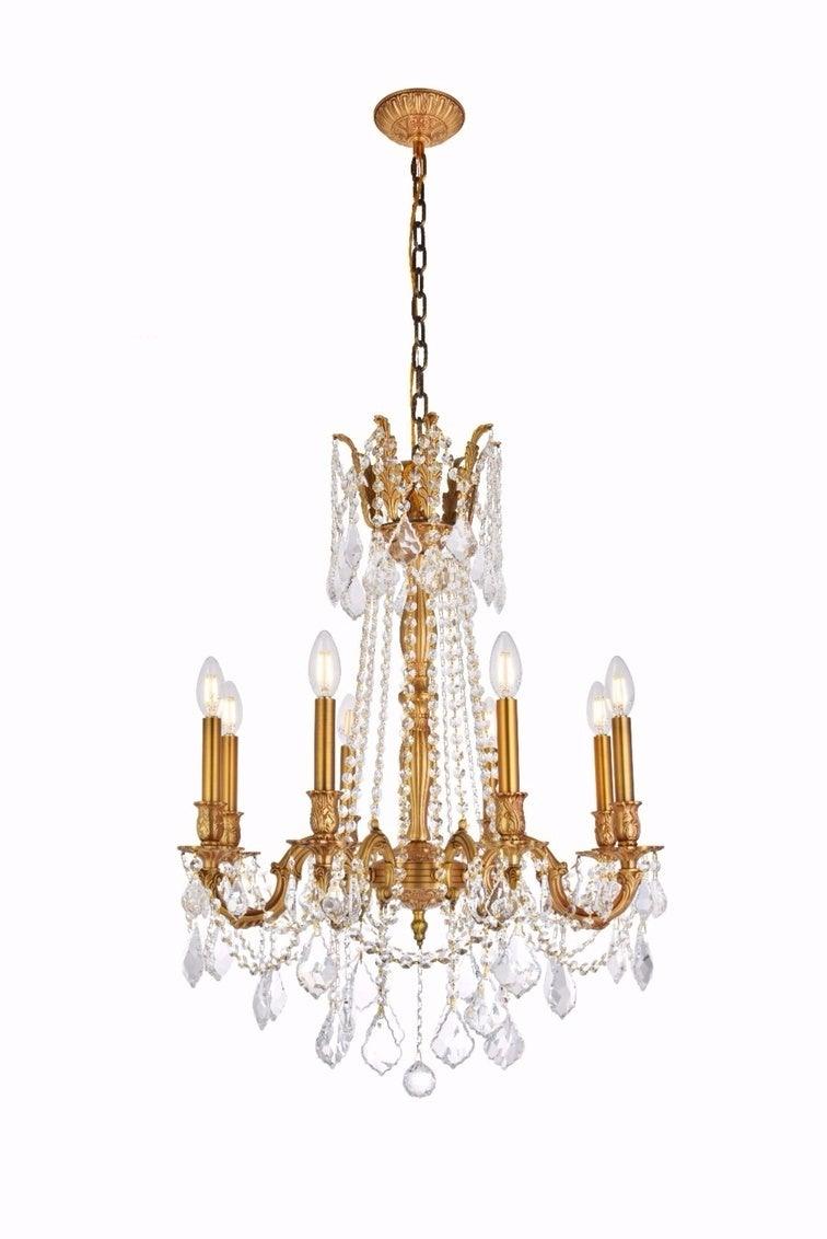 Steel with Clear Crystal Drop and Strand Chandelier - LV LIGHTING