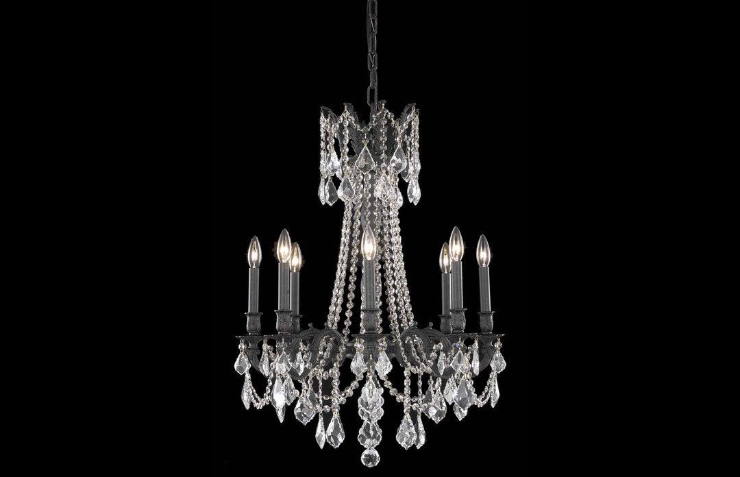Steel with Clear Crystal Drop and Strand Chandelier - LV LIGHTING