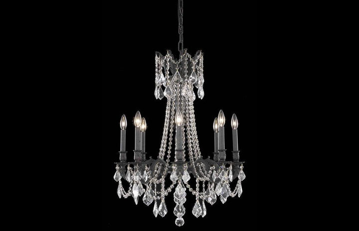 Steel with Clear Crystal Drop and Strand Chandelier - LV LIGHTING