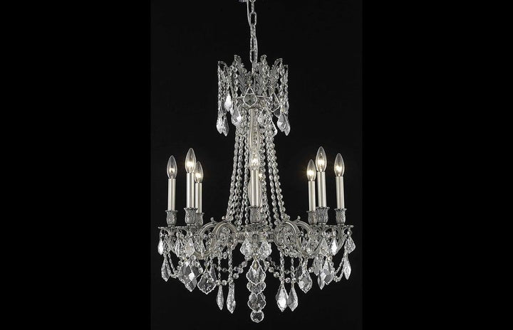 Steel with Clear Crystal Drop and Strand Chandelier - LV LIGHTING