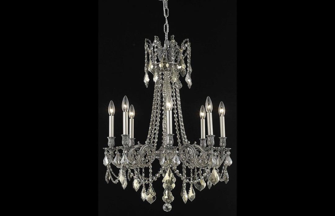 Steel with Clear Crystal Drop and Strand Chandelier - LV LIGHTING