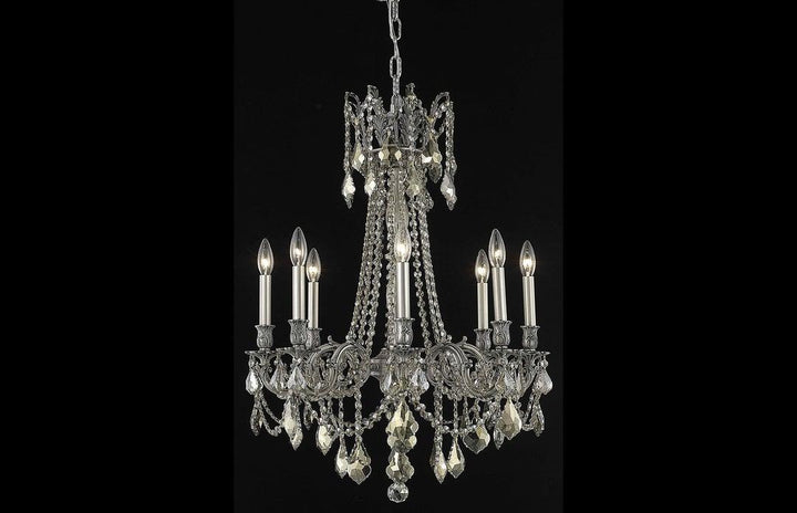 Steel with Clear Crystal Drop and Strand Chandelier - LV LIGHTING