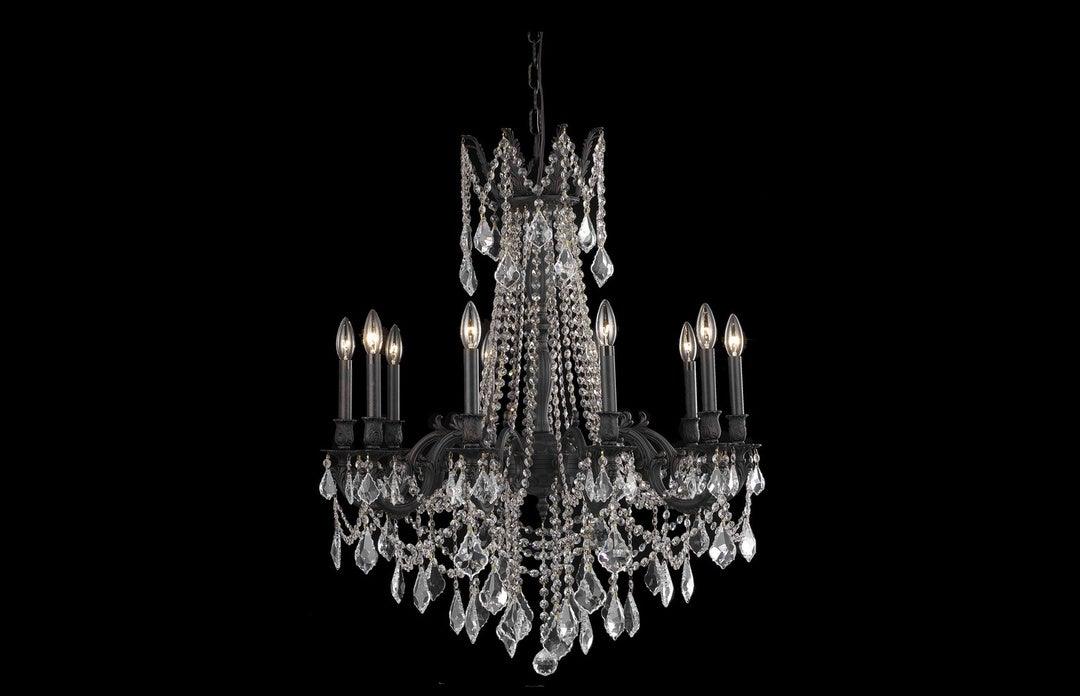 Steel with Clear Crystal Drop and Strand Chandelier - LV LIGHTING