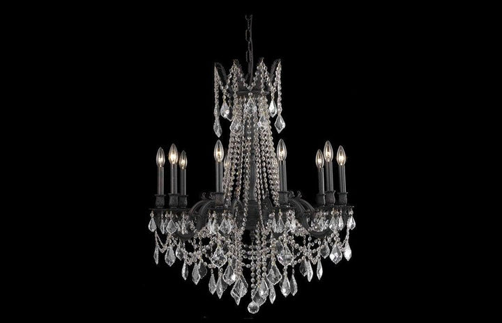 Steel with Clear Crystal Drop and Strand Chandelier - LV LIGHTING