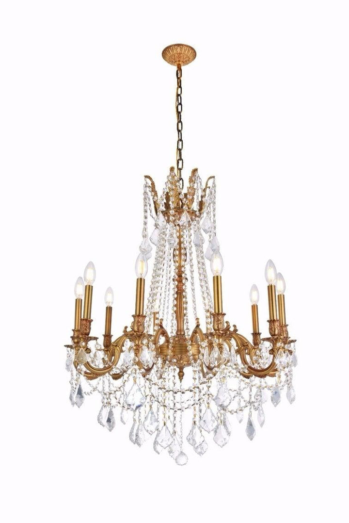 Steel with Clear Crystal Drop and Strand Chandelier - LV LIGHTING