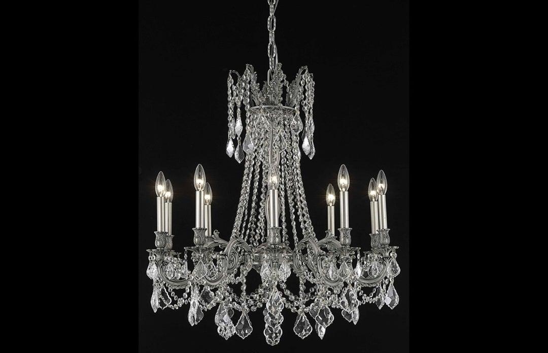Steel with Clear Crystal Drop and Strand Chandelier - LV LIGHTING