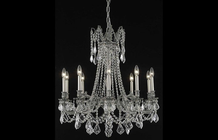 Steel with Clear Crystal Drop and Strand Chandelier - LV LIGHTING
