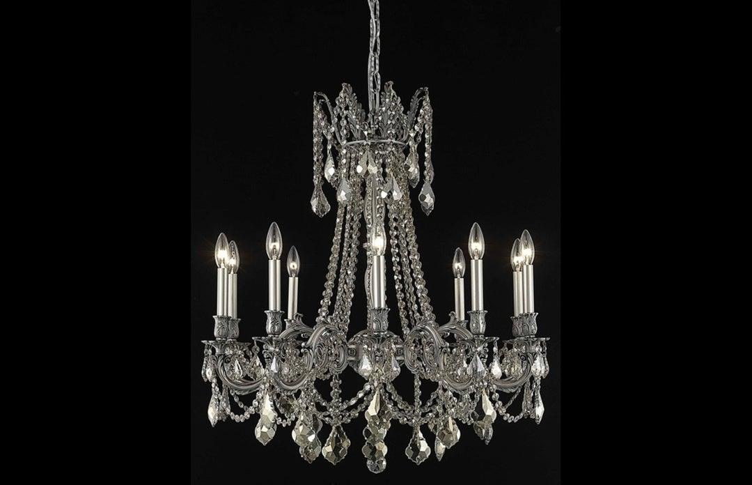 Steel with Clear Crystal Drop and Strand Chandelier - LV LIGHTING