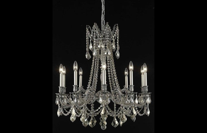 Steel with Clear Crystal Drop and Strand Chandelier - LV LIGHTING