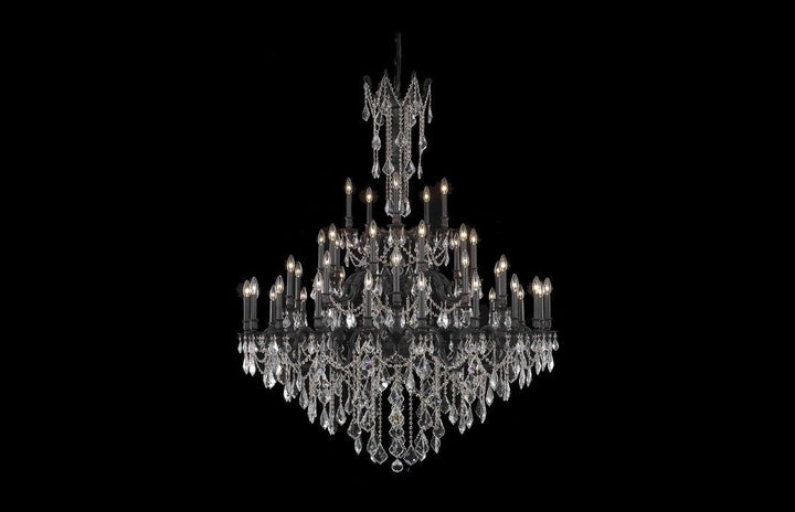 Steel with Clear Crystal Drop and Strand Chandelier - LV LIGHTING
