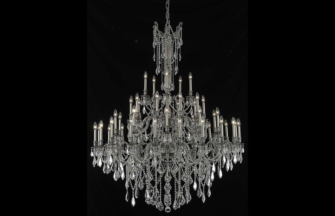 Steel with Clear Crystal Drop and Strand Chandelier - LV LIGHTING