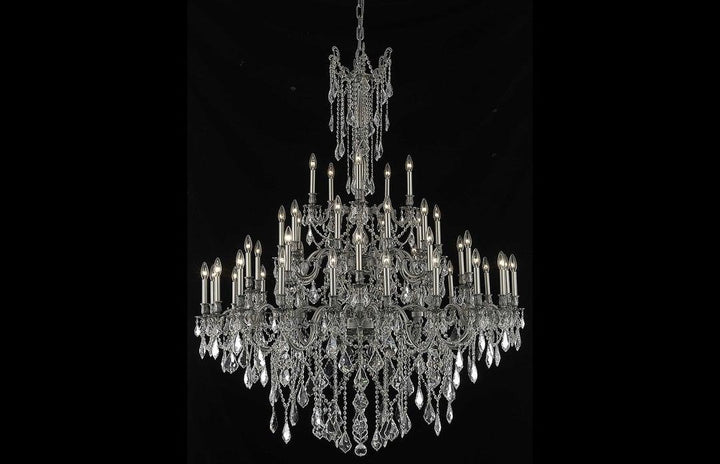 Steel with Clear Crystal Drop and Strand Chandelier - LV LIGHTING