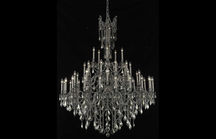 Steel with Clear Crystal Drop and Strand Chandelier - LV LIGHTING