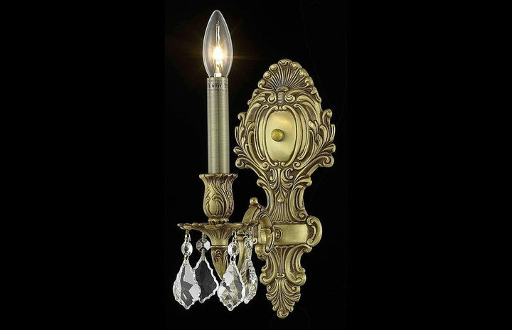 Steel with Clear Crystal Drop Wall Sconce - LV LIGHTING