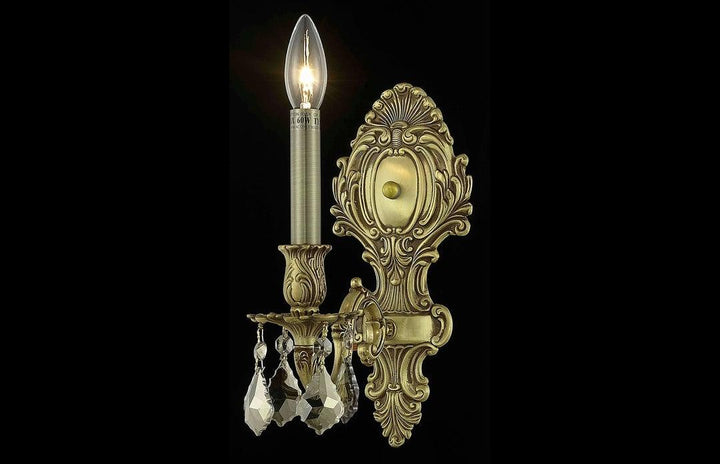 Steel with Clear Crystal Drop Wall Sconce - LV LIGHTING