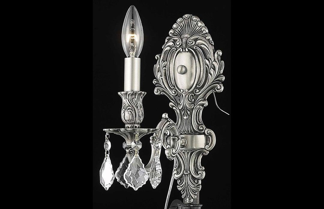 Steel with Clear Crystal Drop Wall Sconce - LV LIGHTING