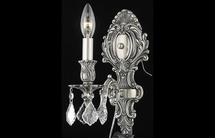 Steel with Clear Crystal Drop Wall Sconce - LV LIGHTING