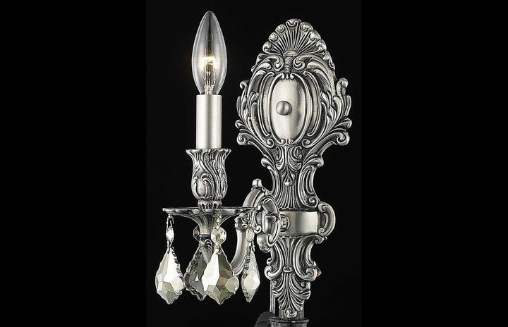 Steel with Clear Crystal Drop Wall Sconce - LV LIGHTING