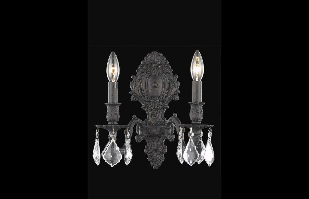 Steel with Clear Crystal Drop Wall Sconce - LV LIGHTING