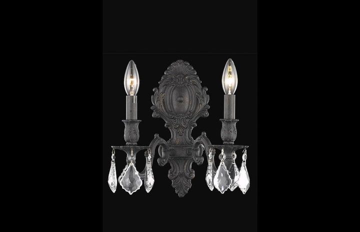 Steel with Clear Crystal Drop Wall Sconce - LV LIGHTING